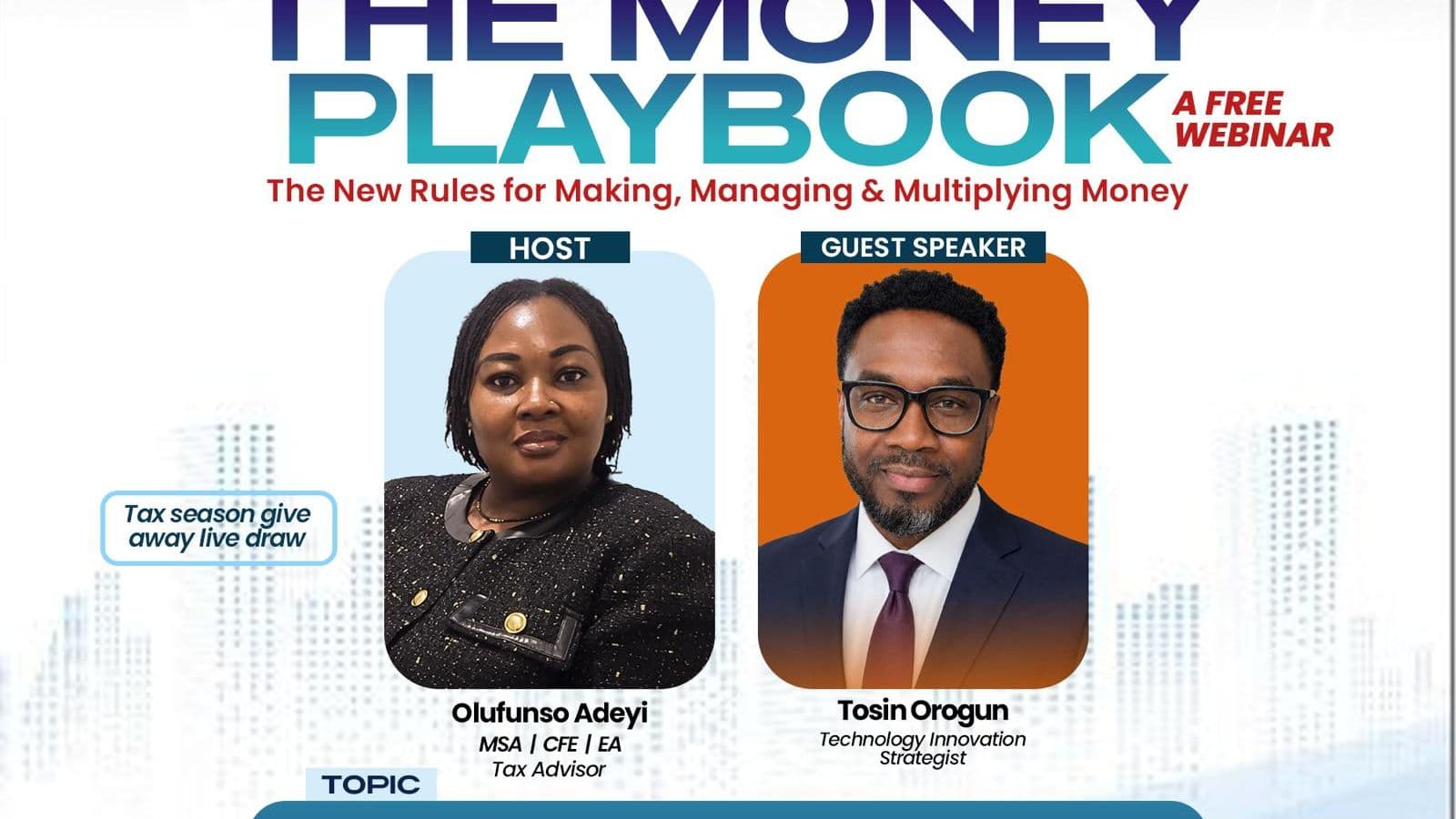 Poster for The Money Playbook Webinar